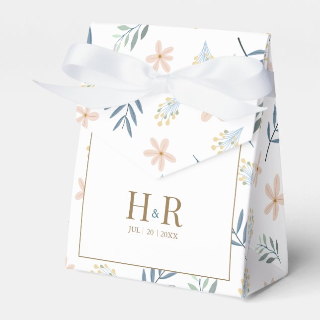 Caixa de Favor de Casamento com Padrão de Flor Sil (Frente)