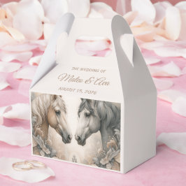 Caixa de Favor de Casamento de Cavalos Elegantes