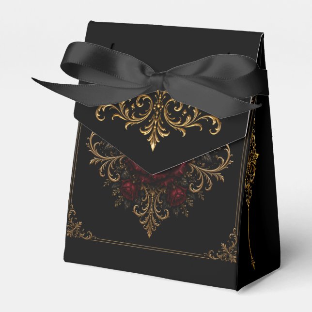 Caixa de Favor de Casamento Elegante Dark Gothic (Frente)