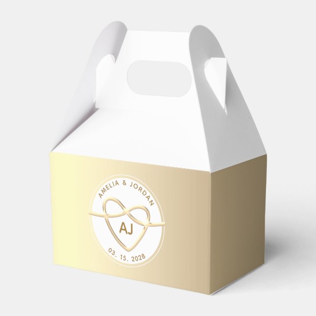 Caixa de Favor de Casamento Elegante Monogramada (Frente)