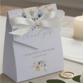 Caixa de Favor de Casamento em Azul Empoeirado e F