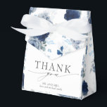 Caixa de Favor de Casamento Floral Azul Poa e Azul<br><div class="desc">Caixas de favor de agradecimento elegantes com flores azuis poa e azuis marinho</div>