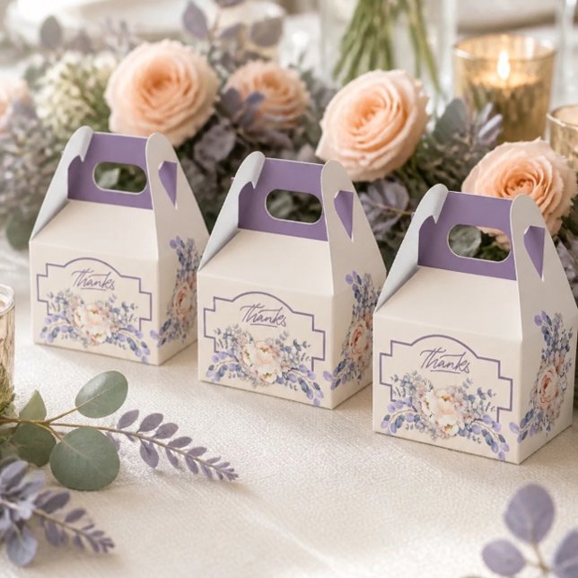 Caixa de Favor de Casamento Floral Cor de Pêssego (Criador carregado)
