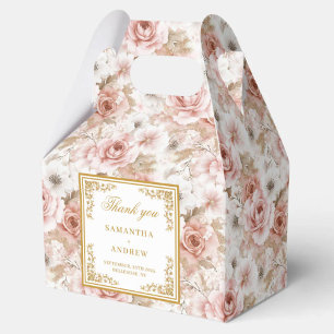 Caixa de favor de casamento floral cor-de-rosa mod