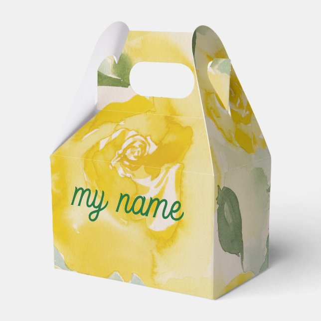 Caixa de Favor de Casamento Floral de Aquarela com (Frente)