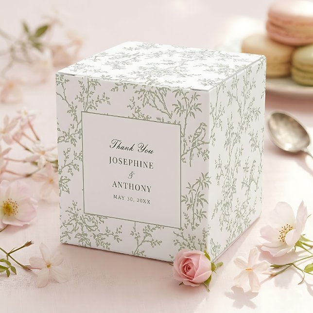 Caixa de Favor de Casamento Floral Verde Sage Chin (Criador carregado)