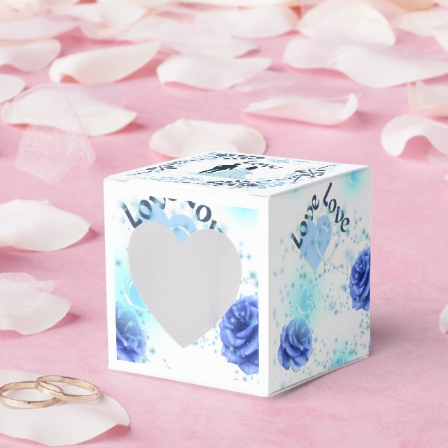 Caixa de Favor de Casamento Rosa Azul Romântica |  (Casamento)