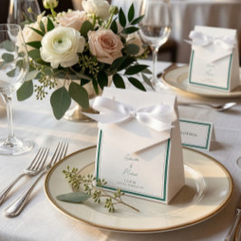 Caixa de Favor de Casamento Verde Esmeralda Elegan