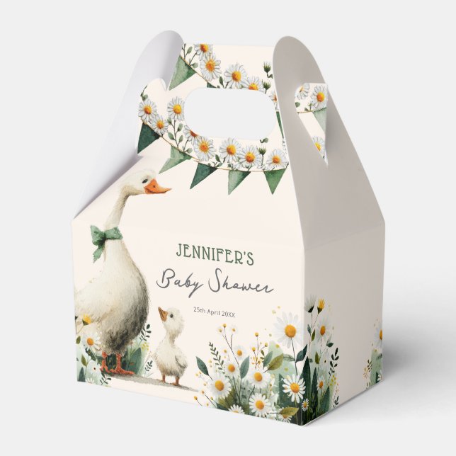 Caixa de Favor de Chá de Bebê Rustic Goose Daisy (Frente)
