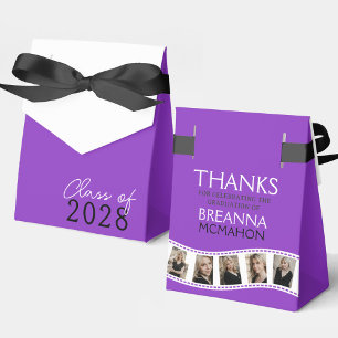 Caixa de Favor de Colagem de Fotos Roxo e Branco e