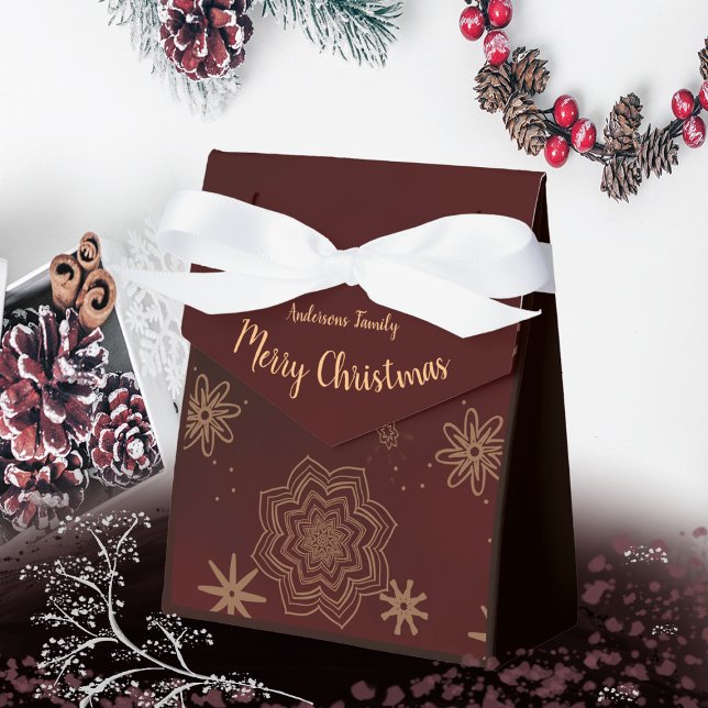 Caixa de Favor de Feliz Natal da Elegante Burgundy (burgundy box)