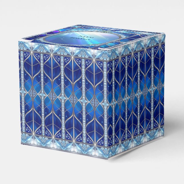 Caixa de Favor de Feriado Decorativa Azul (Frente)