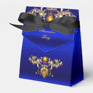 Caixa de Favor de Festa Azul Royal com Joias e Dou