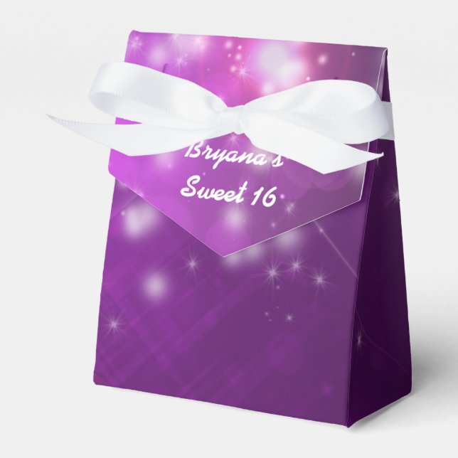 Caixa de Favor de Festa Fuchsia Purple Sparkle Clu (Frente)
