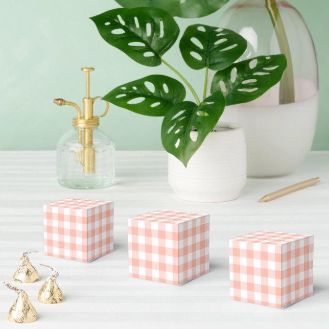 Caixa de Favor de Festa Xadrez Gingham Laranja Cla (Múltiplo)