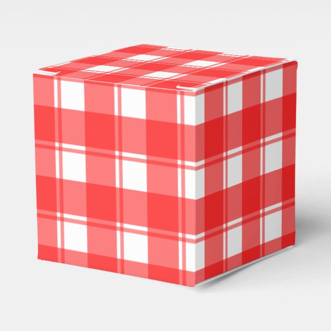 Caixa de Favor de Festa Xadrez Retro Vermelho Bran (Frente)