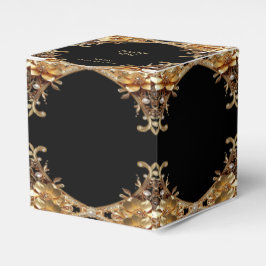 Caixa de Favor de Flores Decorativas de Ouro Elega