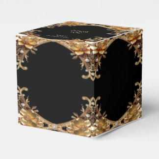Caixa de Favor de Flores Decorativas de Ouro Elega