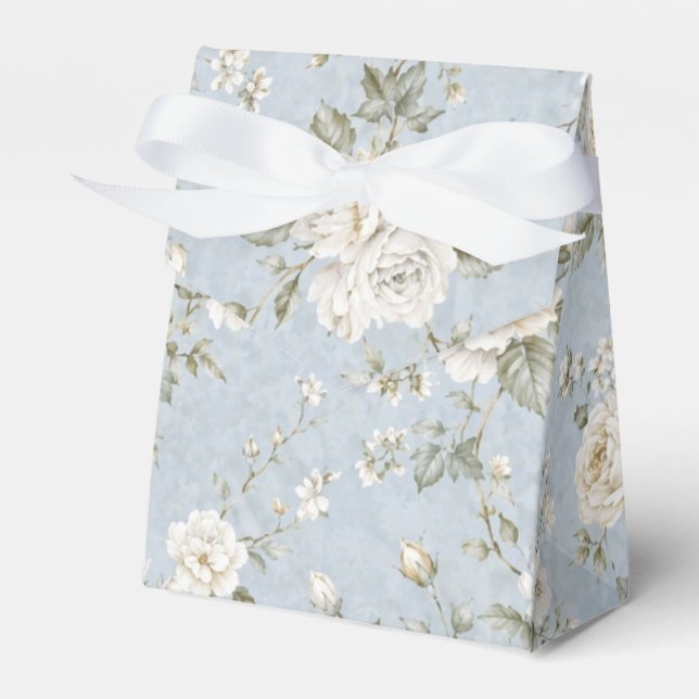 Caixa de Favor de Graduação Floral Azul e Branco (Frente)