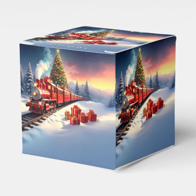 Caixa de Favor de Natal da Árvore de Trem Vermelho (Frente)