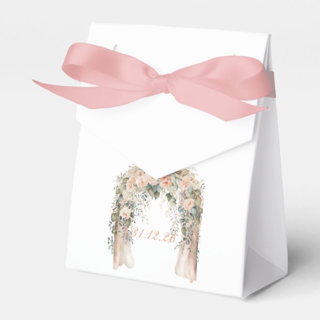Caixa de Favor de Noiva com Flor de Pêssego Elegan (Frente)