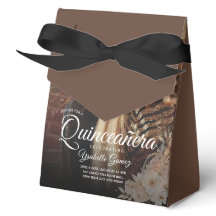 Caixa de Favor de Quinceañera de Foto Escura Elega