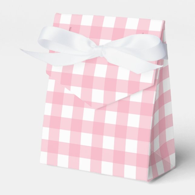 Caixa de Favor de Tenda Xadrez Gingham Rosa (Frente)