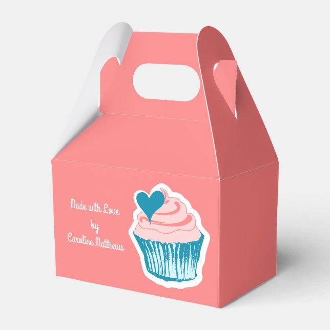 Caixa de favor de texto personalizado do Cupcake L (Frente)