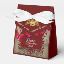 Caixa de Favor de Tiara Quinceanera, Vermelho, Bor