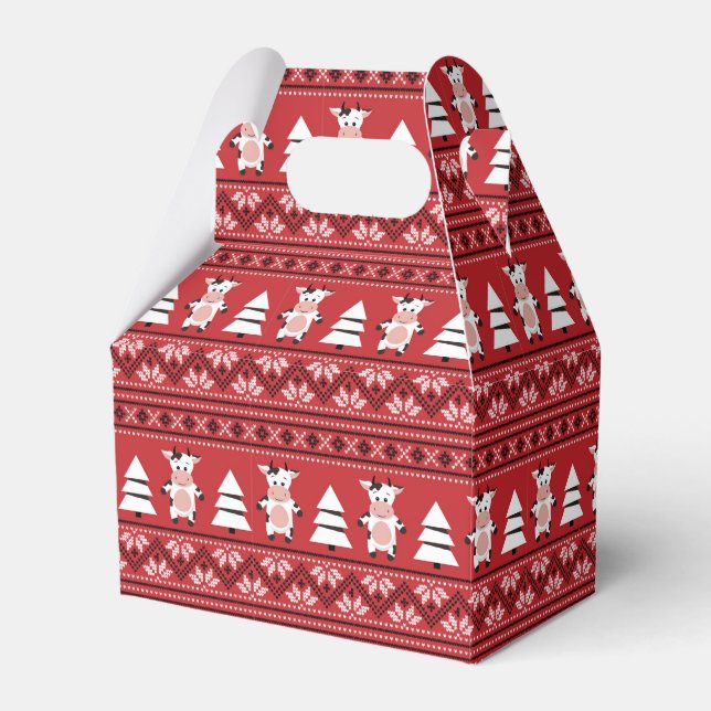 Caixa de Favor de Vaca de Natal Fofa (Frente)