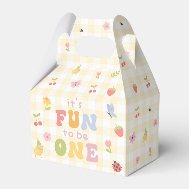 Caixa de Favor Diversa de Gingham para Aniversário (Frente)