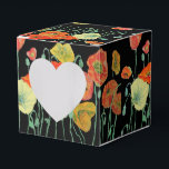 Caixa de Favor do Bolo de Casamento Floral Laranja<br><div class="desc">Laranja Papoila em flores Florais pretas Caixas de Bolo de Casamento. Projetado a partir de uma das minhas pinturas aquáticas.</div>