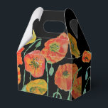 Caixa de Favor do Bolo de Casamento Floral Laranja<br><div class="desc">Papoila Laranja em flores Florais negras Caixas de Favor de Bolo de Casamento,  com Nomes Totalmente Personalizáveis. Projetado a partir de uma das minhas pinturas aquáticas.</div>