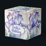 Caixa de Favor do Bolo Floral de Aniversário do bo<br><div class="desc">Flores Florais bonito de Iris Azuis Boxes de Casamento/Bolo de Aniversário Caixas de Favor,  com nome totalmente personalizável. Projetado a partir de uma das minhas pinturas aquáticas.</div>