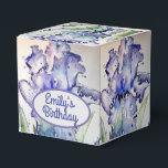 Caixa de Favor do Bolo Floral de Aniversário do bo<br><div class="desc">Flores Florais bonito de Iris Azuis Boxes de Casamento/Bolo de Aniversário Caixas de Favor,  com nome totalmente personalizável. Projetado a partir de uma das minhas pinturas aquáticas.</div>