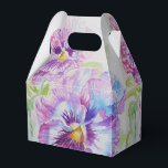 Caixa de Favor do Bolo Pansy Casado Roxo<br><div class="desc">Caixas De Favor De Bolo De Casamento,  Totalmente Personalizáveis. Projetado a partir de uma das minhas pinturas aquáticas.</div>