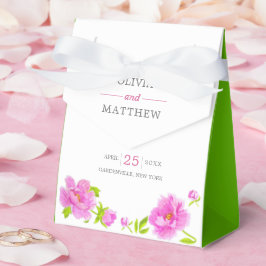 Caixa de Favor do Bolo Verde Floral de Casamento R