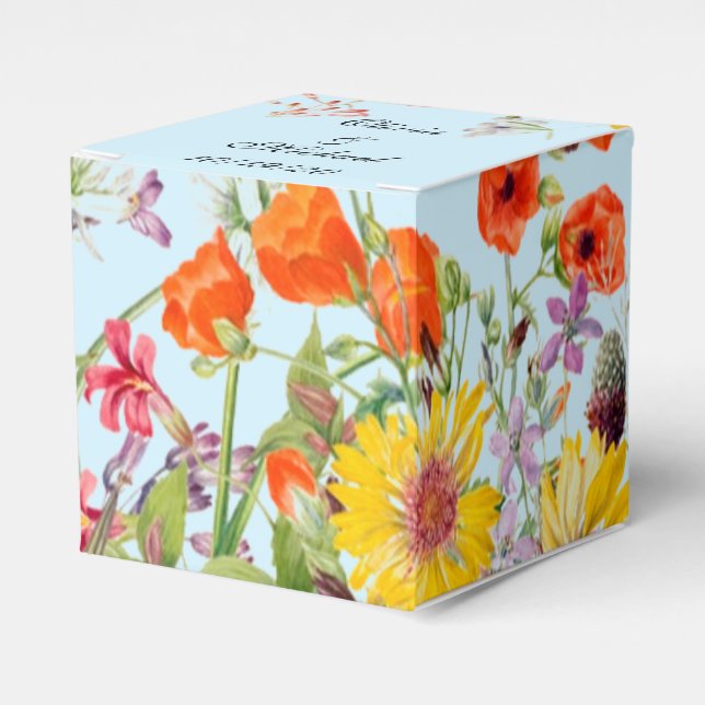 Caixa de Favor do Casamento Azul das Flores da pri (Frente)