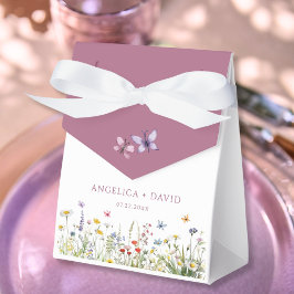 Caixa de Favor do Casamento de Flor Selvagem Rosa-