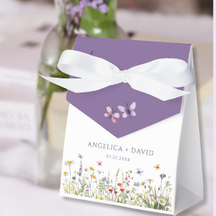 Caixa de Favor do Casamento de Flor Selvagem Roxo