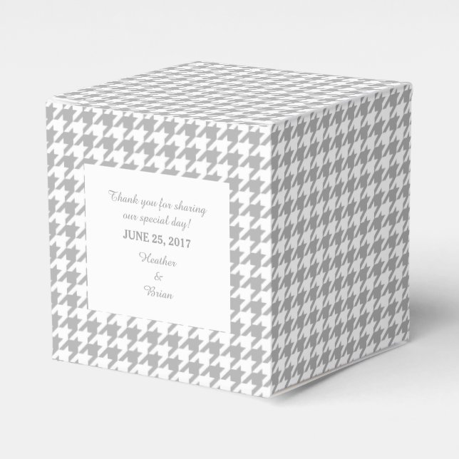 Caixa de Favor do Casamento de Houndstooth da cinz (Frente)