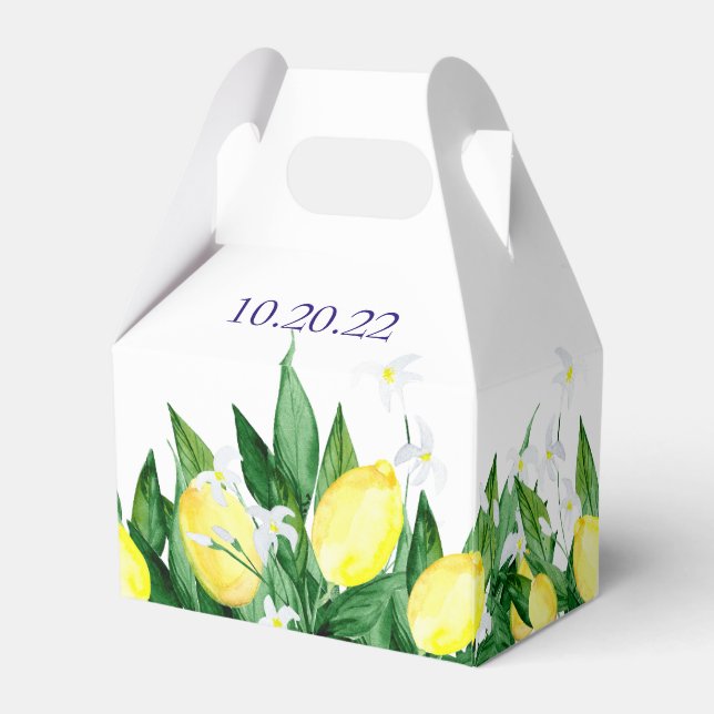 Caixa de Favor do Casamento do Lemon Greenery Blos (Verso)