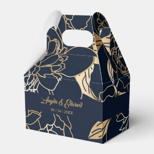 Caixa de Favor do Casamento Florais Dourado de Lux