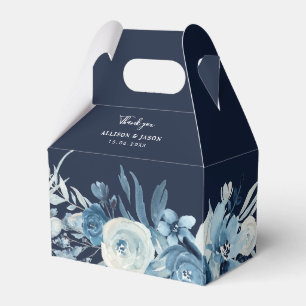 caixa de favor do casamento floral azul-claro