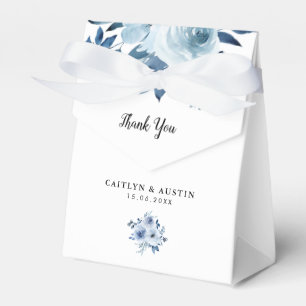 caixa de favor do casamento floral azul moderno