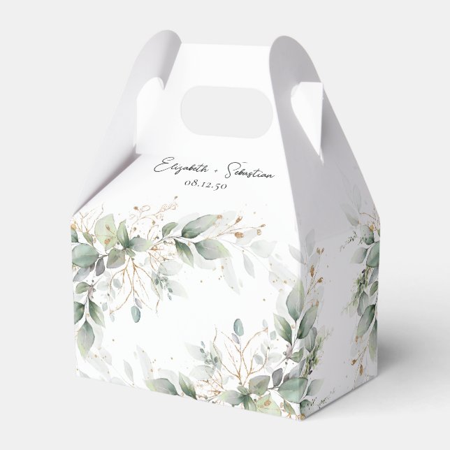 Caixa de Favor do Casamento Floral de Eucalyptus D (Frente)