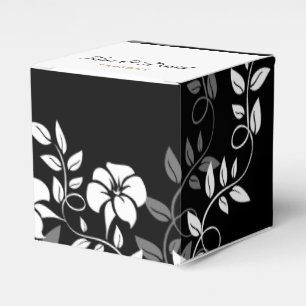 Caixa de Favor do Casamento Floral Negro e Branco