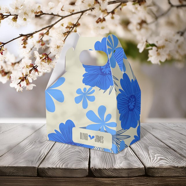Caixa de Favor do Casamento Floral Romântico Azul (Criador carregado)