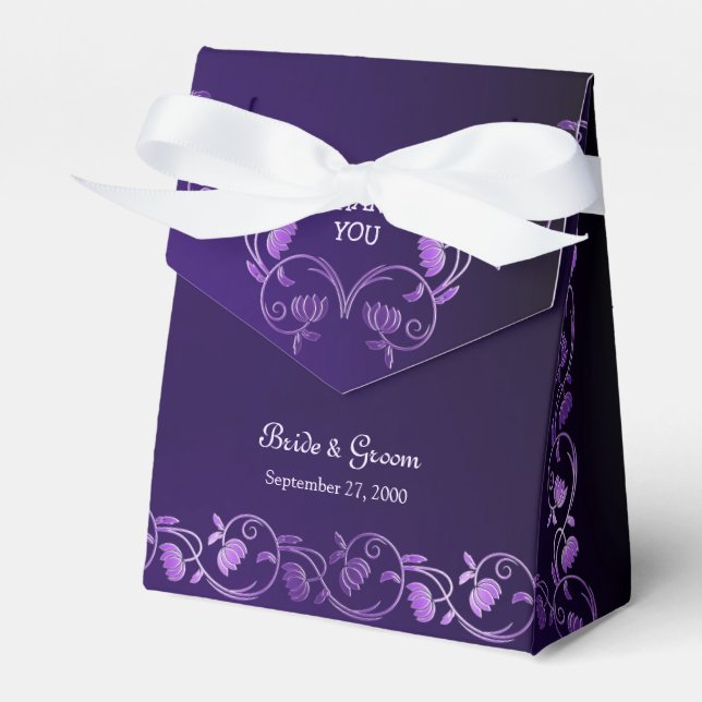 Caixa de Favor do Casamento Floral Roxo (Frente)