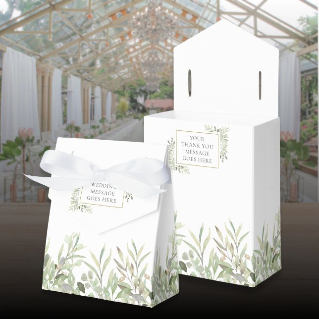 Caixa de Favor do Casamento Foliar do Verde Modern (Modern Greenery Foliage Wedding Favor Box)